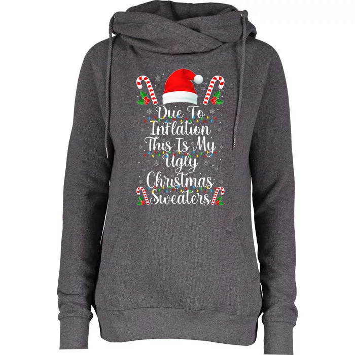 Funny Due to Inflation Ugly Christmas Sweaters Womens Funnel Neck Pullover Hood