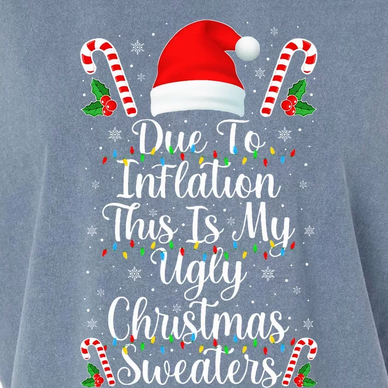 Funny Due to Inflation Ugly Christmas Sweaters Garment-Dyed Women's Muscle Tee