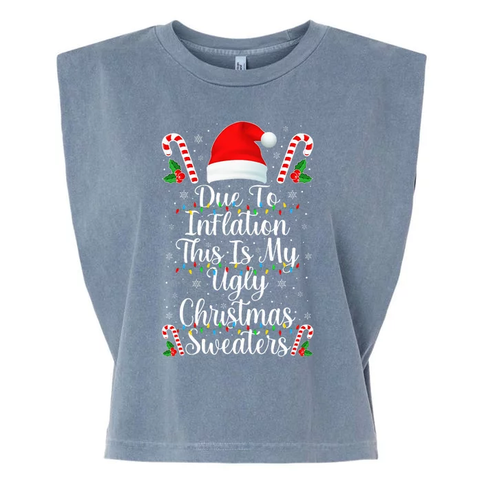 Funny Due to Inflation Ugly Christmas Sweaters Garment-Dyed Women's Muscle Tee