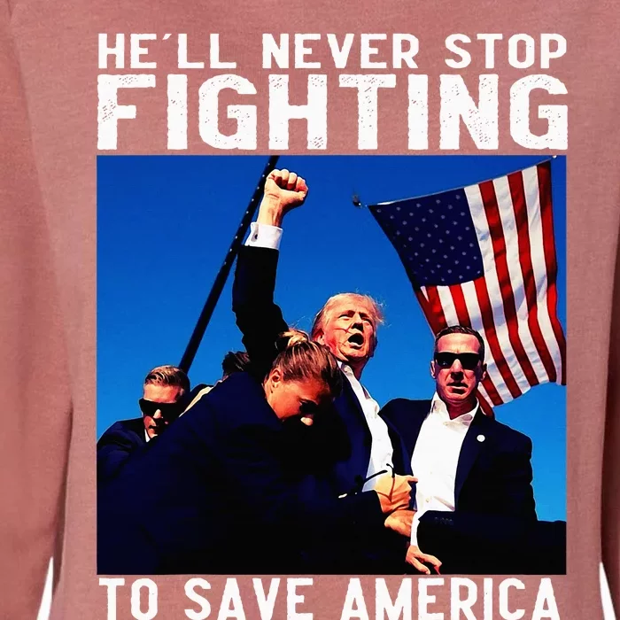 Funny Donald Trump HeLl Never Stop Fighting To Save America Womens California Wash Sweatshirt