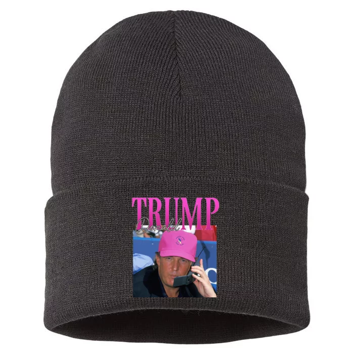 Funny Donald Trump Miss Me Yet Vintage 90s Trump Pink Sustainable Knit Beanie