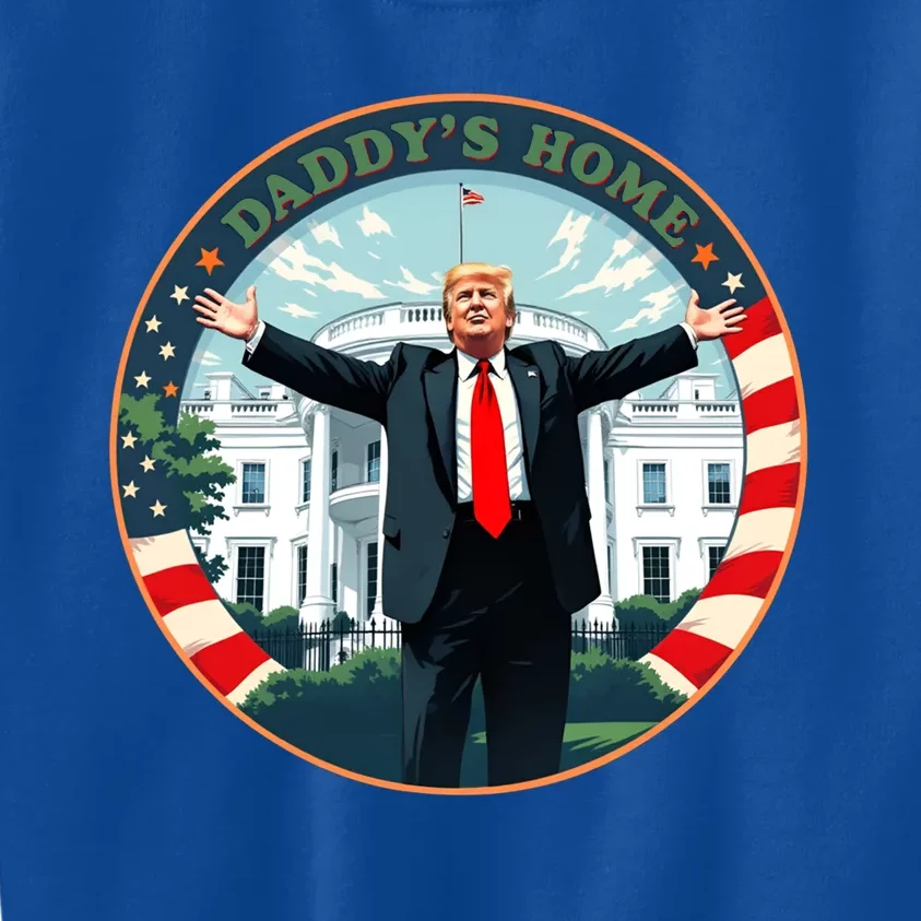 Funny Donald Trump White House 2024 President 47 Daddys Home Kids Sweatshirt