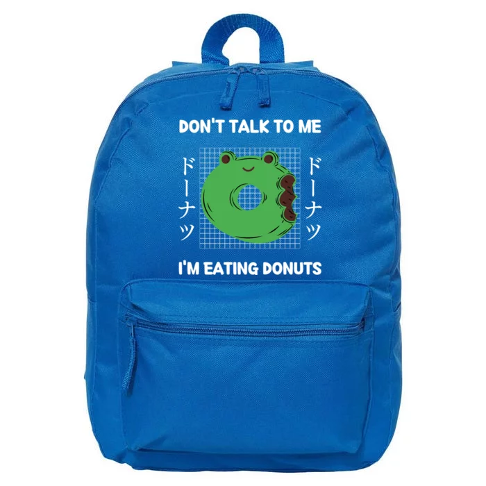 Frog Don't Talk To Me I'm Eating Donuts Japanese Style Cool Gift 16 in Basic Backpack