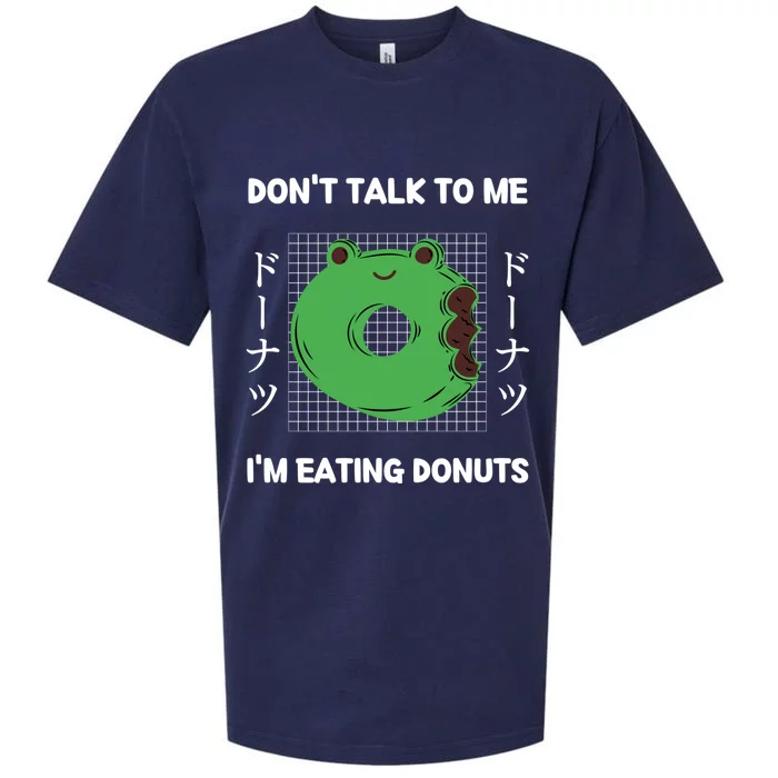 Frog Don't Talk To Me I'm Eating Donuts Japanese Style Cool Gift Sueded Cloud Jersey T-Shirt