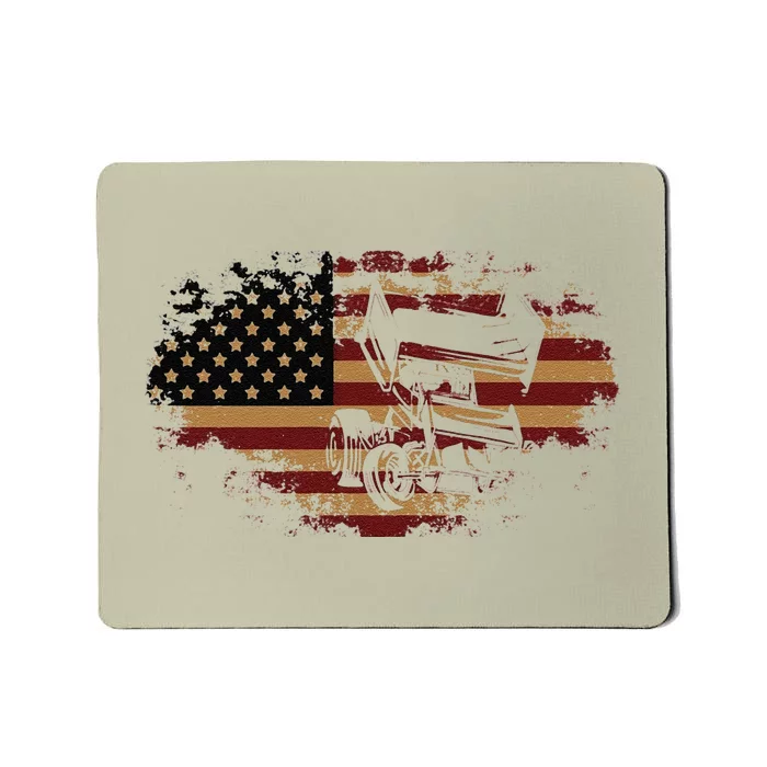 Funny Dirt Track Racing Sprint Car Vintage Usa American Flag Gift Mousepad