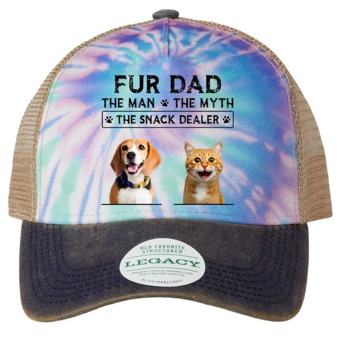 fur dad the man the myth the snack dealer Legacy Tie Dye Trucker Hat