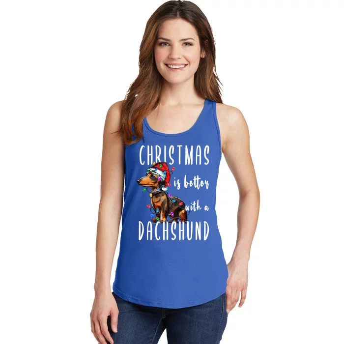 Funny Dachshund Ugly Christmas Gift Ladies Essential Tank