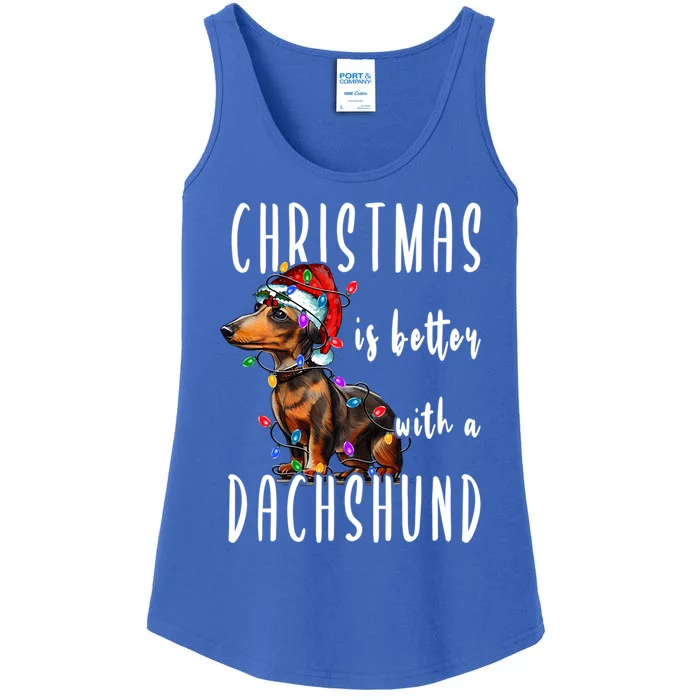 Funny Dachshund Ugly Christmas Gift Ladies Essential Tank