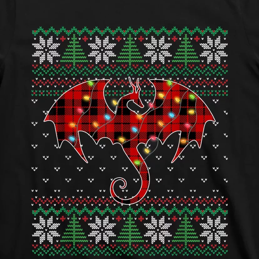 Funny Dragon Ugly Sweater Christmas Lights Dragon Lover TShirt T-Shirt