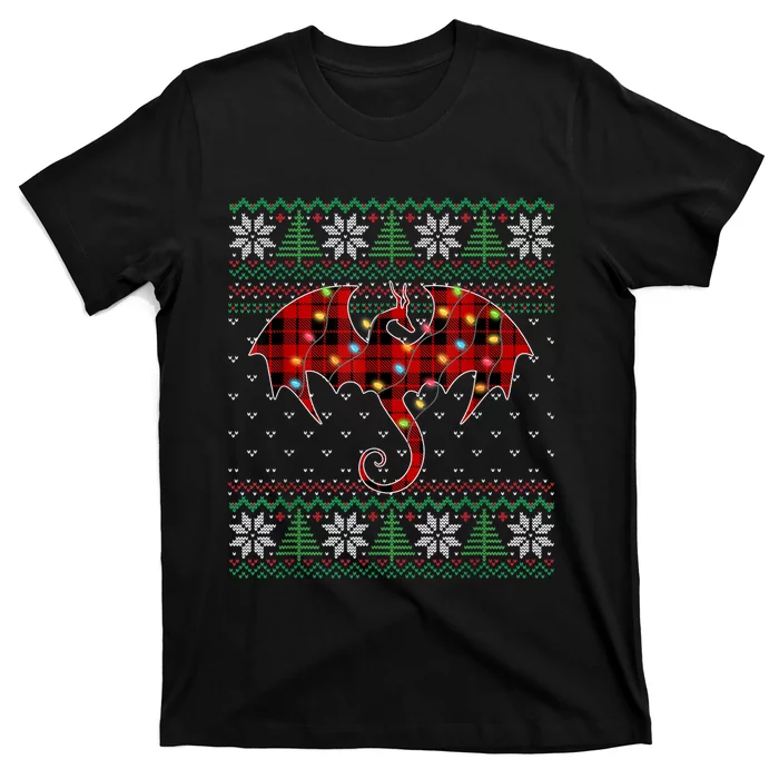 Funny Dragon Ugly Sweater Christmas Lights Dragon Lover TShirt T-Shirt