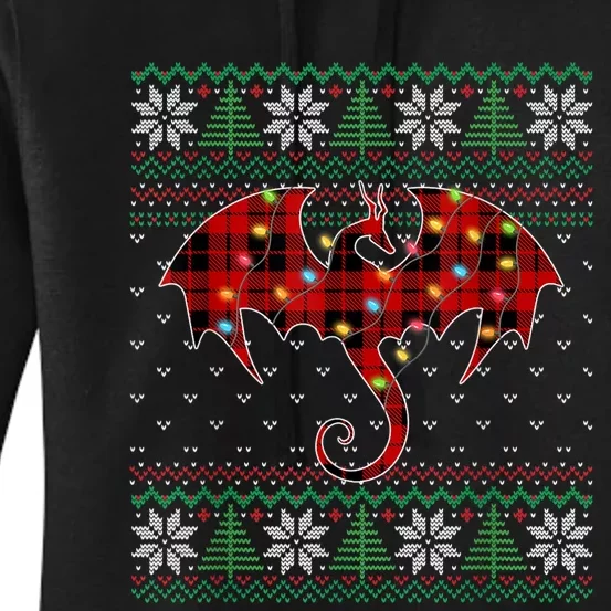 Funny Dragon Ugly Sweater Christmas Lights Dragon Lover TShirt Women's Pullover Hoodie