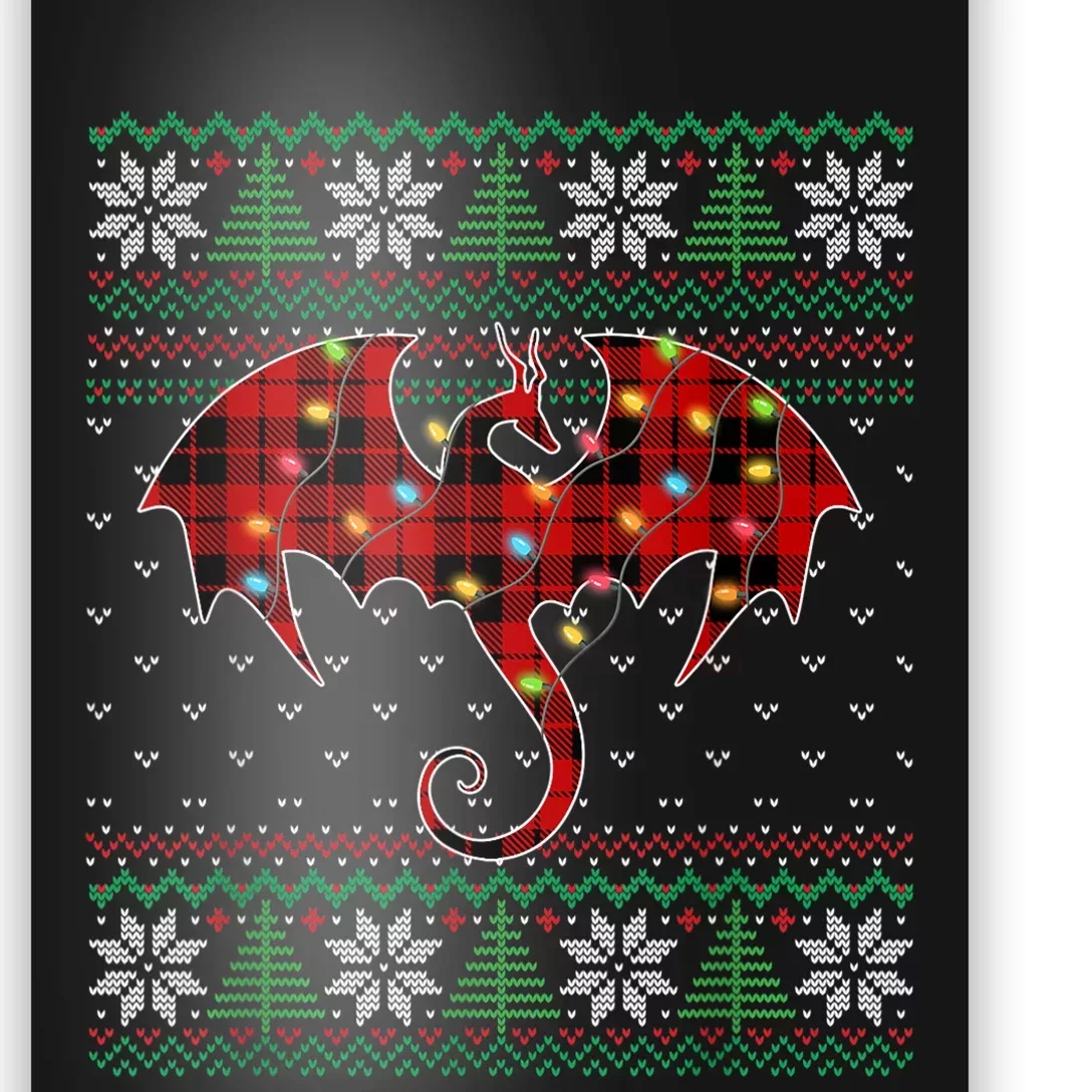 Funny Dragon Ugly Sweater Christmas Lights Dragon Lover TShirt Poster