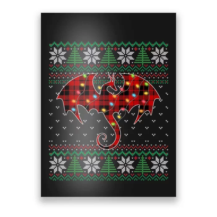 Funny Dragon Ugly Sweater Christmas Lights Dragon Lover TShirt Poster