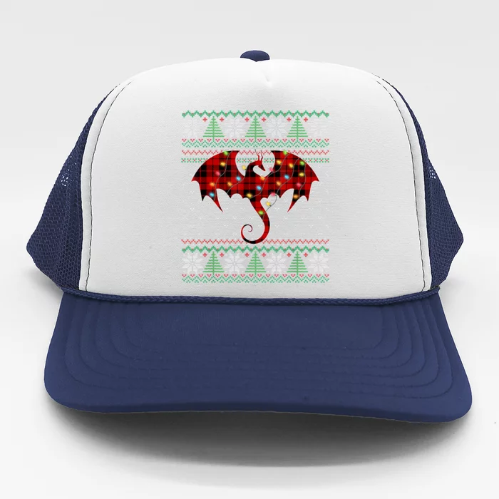 Funny Dragon Ugly Sweater Christmas Lights Dragon Lover TShirt Trucker Hat