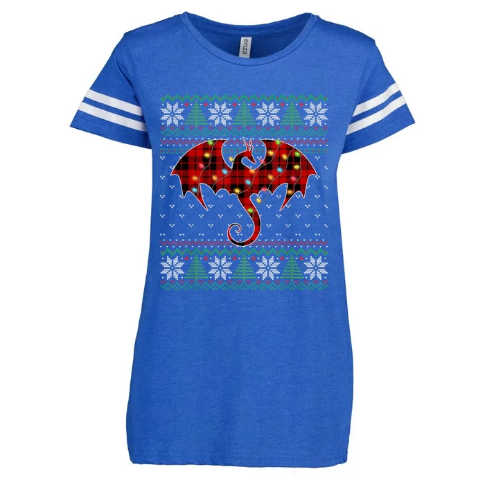 Funny Dragon Ugly Sweater Christmas Lights Dragon Lover TShirt Enza Ladies Jersey Football T-Shirt