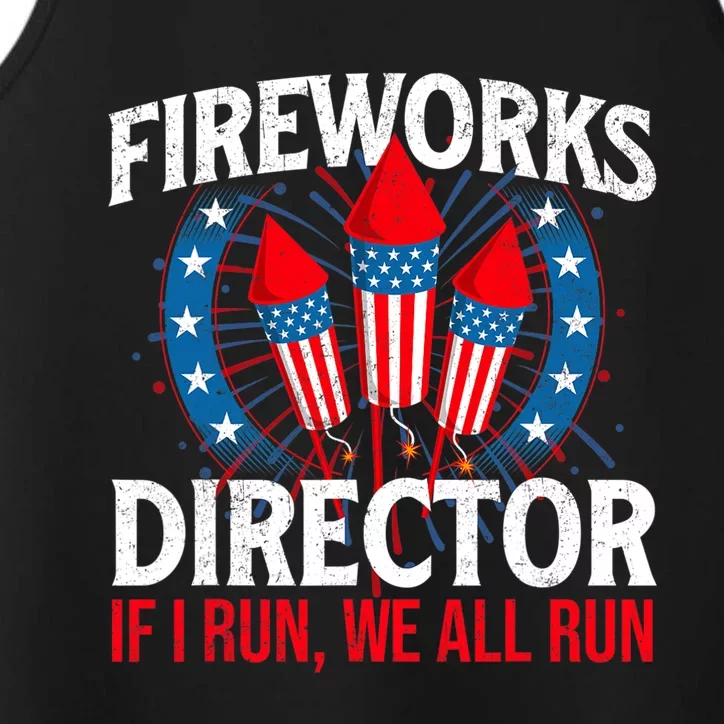 Fireworks Director USA American Flag 4th Of July Fourth Performance Tank