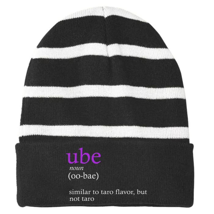 Funny Definition Ube Bae Flavor Ube Striped Beanie with Solid Band