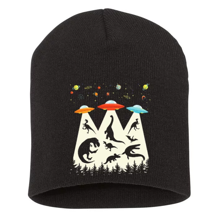 Funny Dinosaur UFO Lover Retro Vintage Alien Abduction Short Acrylic Beanie