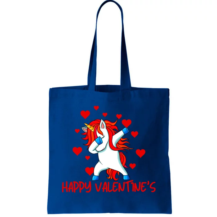 Funny Dabbing Unicorn Happy Valentines Heart Cute Gift Tote Bag