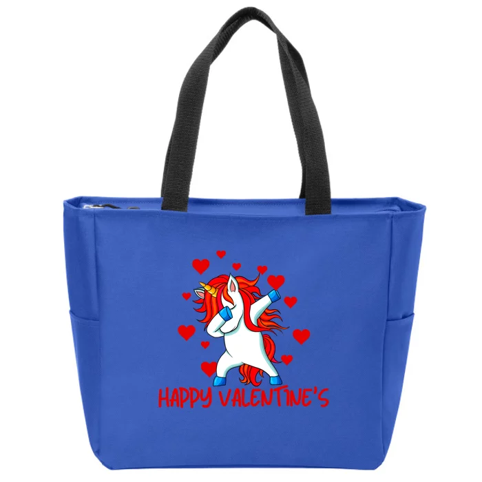 Funny Dabbing Unicorn Happy Valentines Heart Cute Gift Zip Tote Bag