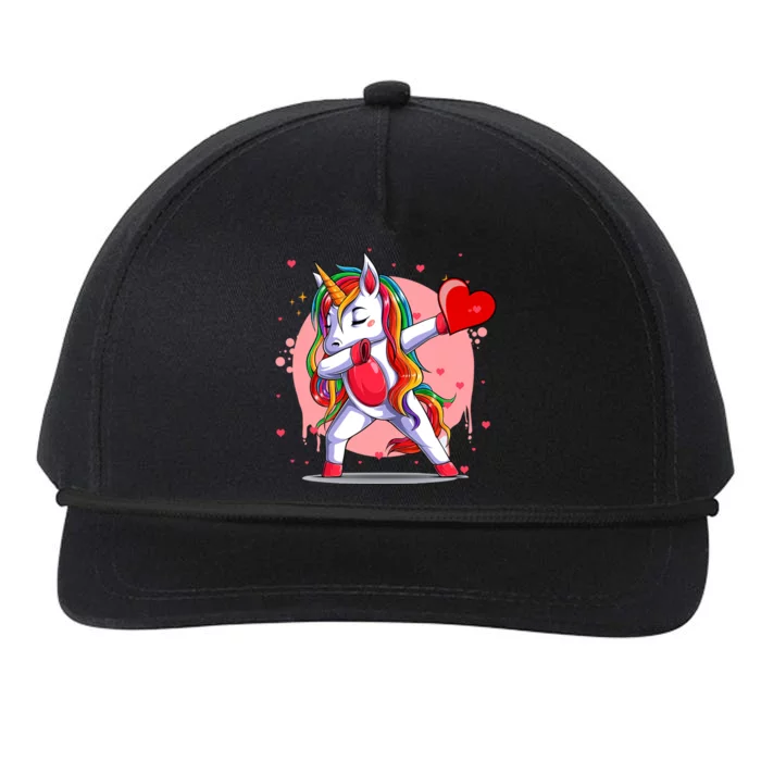 Funny Dabbing Unicorn Heart Valentine's Day Gift Snapback Five-Panel Rope Hat