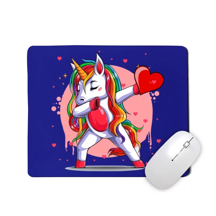 Funny Dabbing Unicorn Heart Valentine's Day Gift Mousepad