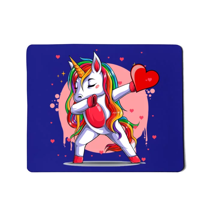 Funny Dabbing Unicorn Heart Valentine's Day Gift Mousepad