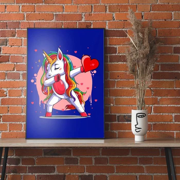 Funny Dabbing Unicorn Heart Valentine's Day Gift Poster