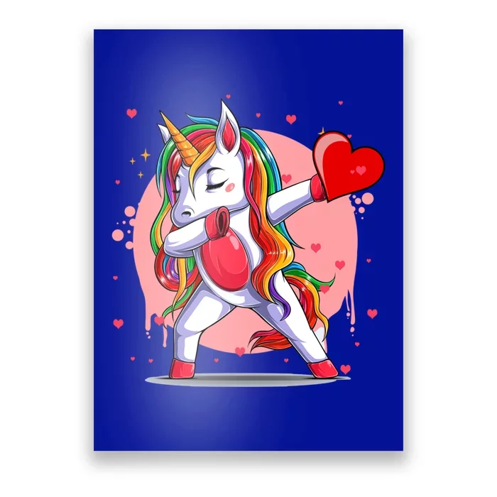 Funny Dabbing Unicorn Heart Valentine's Day Gift Poster