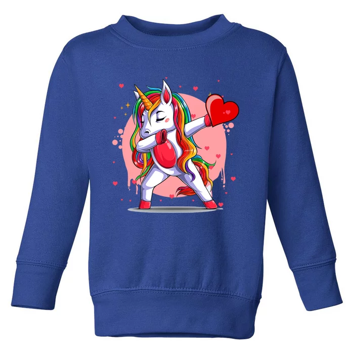 Funny Dabbing Unicorn Heart Valentine's Day Gift Toddler Sweatshirt