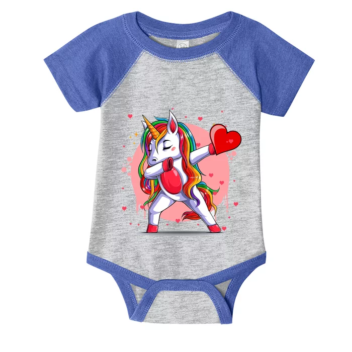 Funny Dabbing Unicorn Heart Valentine's Day Gift Infant Baby Jersey Bodysuit