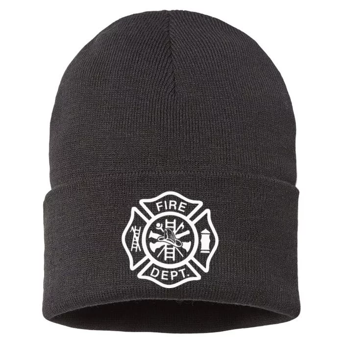 Fire Department Uniform Fireman Symbol Firefighter Gear Sustainable Knit Beanie