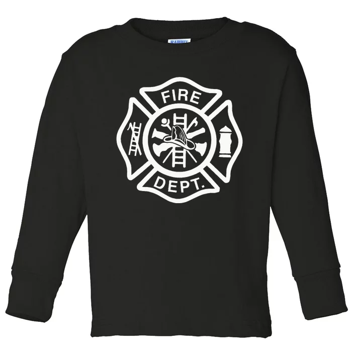 Fire Department Uniform Fireman Symbol Firefighter Gear Toddler Long Sleeve Shirt