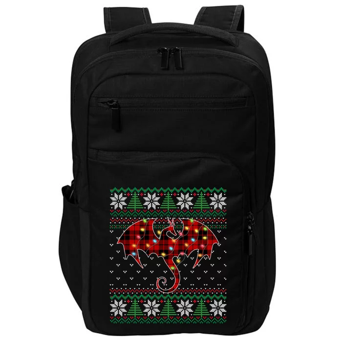 Funny Dragon Ugly Sweater Christmas Lights Dragon Lover Great Gift Impact Tech Backpack