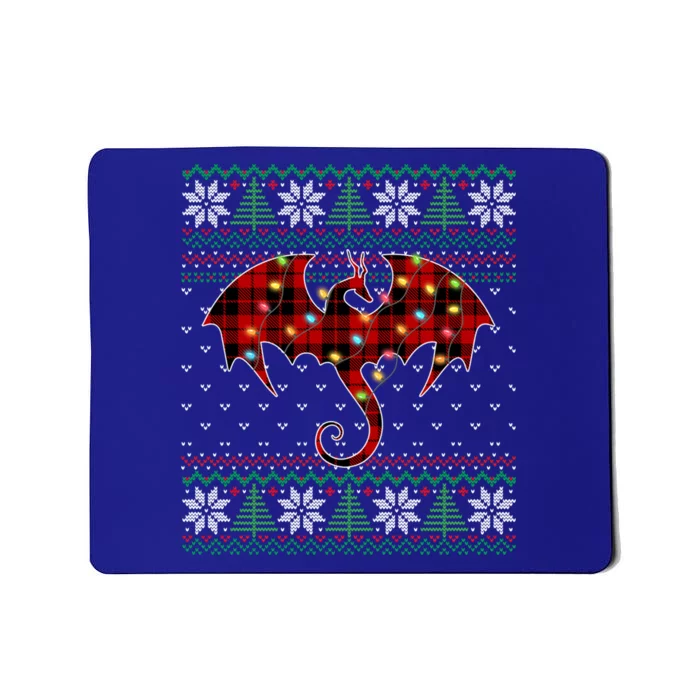 Funny Dragon Ugly Sweater Christmas Lights Dragon Lover Great Gift Mousepad