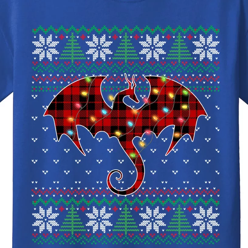 Funny Dragon Ugly Sweater Christmas Lights Dragon Lover Great Gift Kids T-Shirt