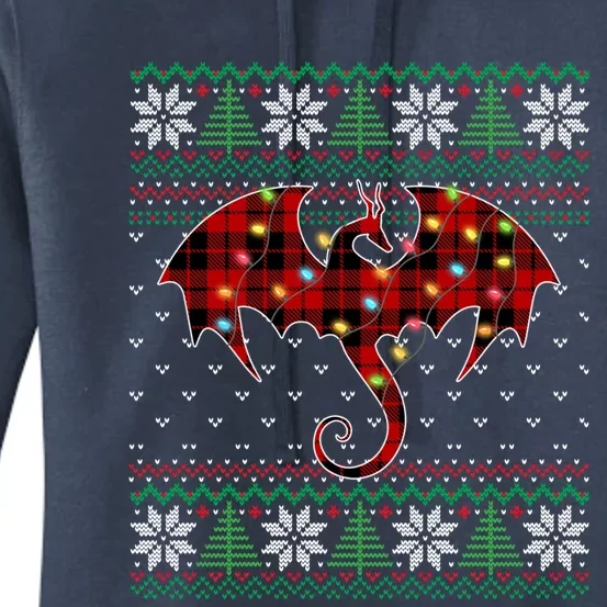 Funny Dragon Ugly Sweater Christmas Lights Dragon Lover Great Gift Women's Pullover Hoodie