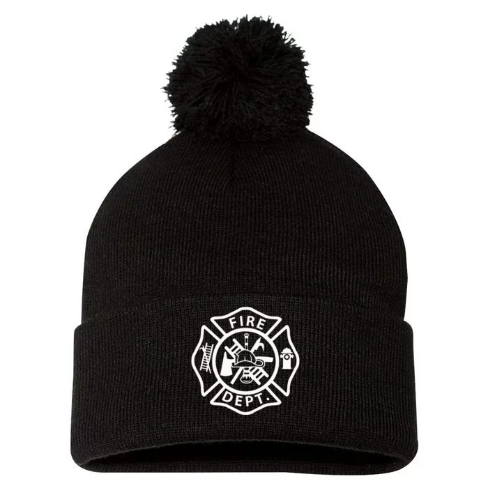 Fire Department Uniform Fireman Symbol Firefighter Gear Pom Pom 12in Knit Beanie