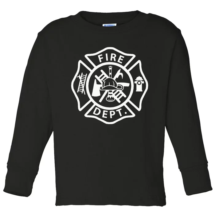 Fire Department Uniform Fireman Symbol Firefighter Gear Toddler Long Sleeve Shirt