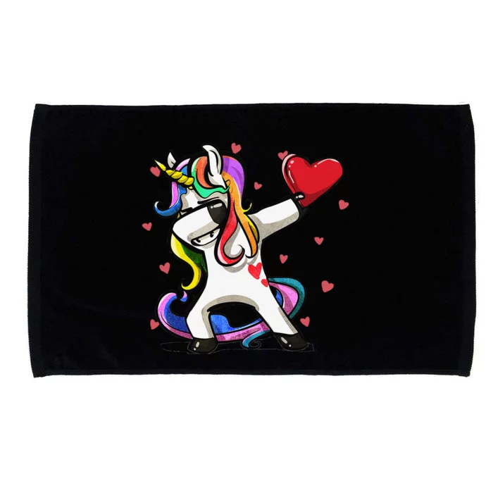 Funny Dabbing Unicorn Heart Valentine's Day Gifts Love Love Microfiber Hand Towel