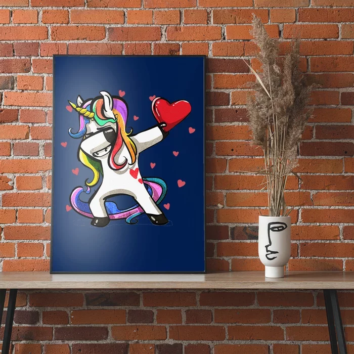 Funny Dabbing Unicorn Heart Valentine's Day Gifts Love Love Poster