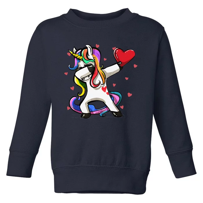 Funny Dabbing Unicorn Heart Valentine's Day Gifts Love Love Toddler Sweatshirt