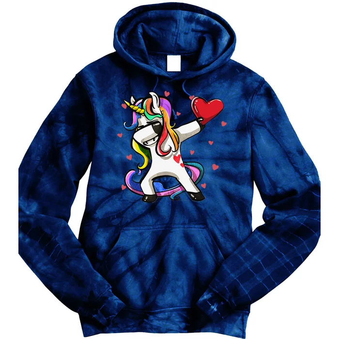 Funny Dabbing Unicorn Heart Valentine's Day Gifts Love Love Tie Dye Hoodie