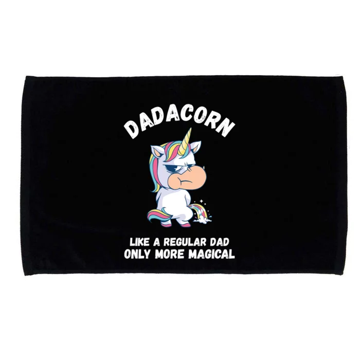 Fathers Day Unicorn Funny Dad Pony Magical Dad Fatherhood Gift Microfiber Hand Towel