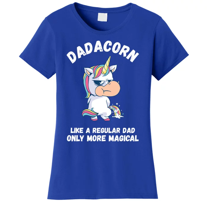 Fathers Day Unicorn Funny Dad Pony Magical Dad Fatherhood Gift Women's T-Shirt