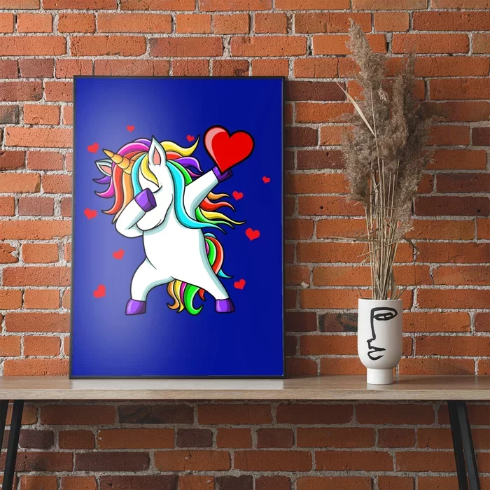 Funny Dabbing Unicorn Heart Valentine's Day Cool Gift Poster