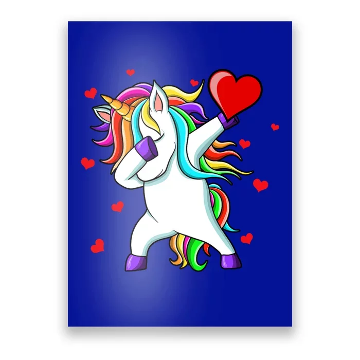 Funny Dabbing Unicorn Heart Valentine's Day Cool Gift Poster