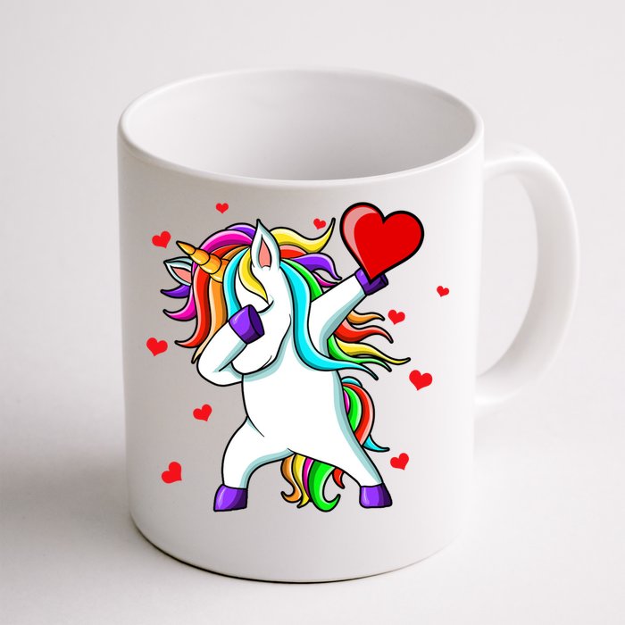 Funny Dabbing Unicorn Heart Valentine's Day Cool Gift Front & Back Coffee Mug