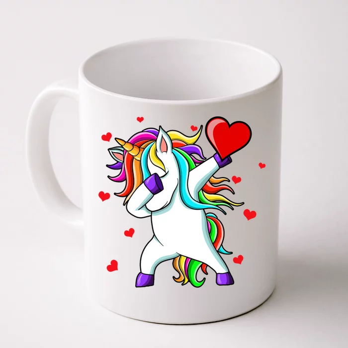 Funny Dabbing Unicorn Heart Valentine's Day Cool Gift Front & Back Coffee Mug