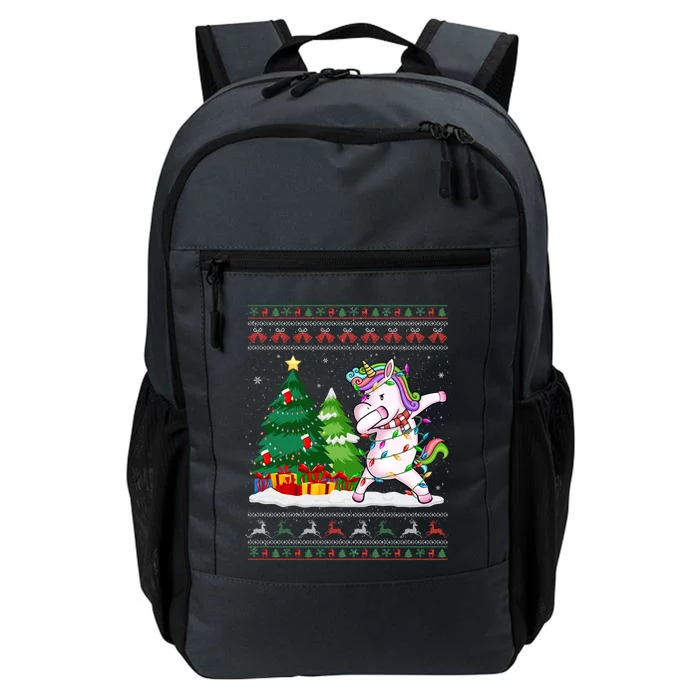 Funny Dabbing Unicorn Lover Santa Hat Ugly Christmas Sweater Cool Gift Daily Commute Backpack